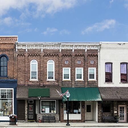 thriving downtown buildings